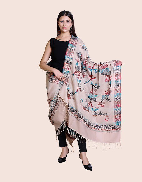 Women's Ethnic Shawl, Beige