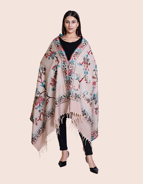 Women's Ethnic Shawl, Beige