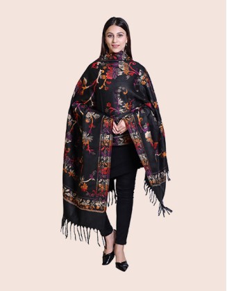 Women's Ethnic Shawl, Black