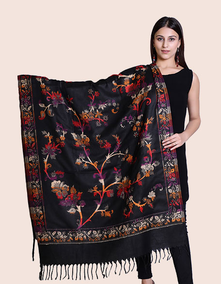 Women's Ethnic Shawl, Black