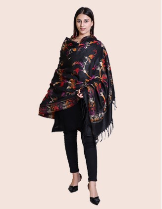 Women's Ethnic Shawl, Black