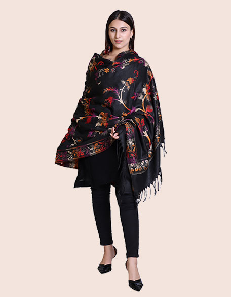 Women's Ethnic Shawl, Black