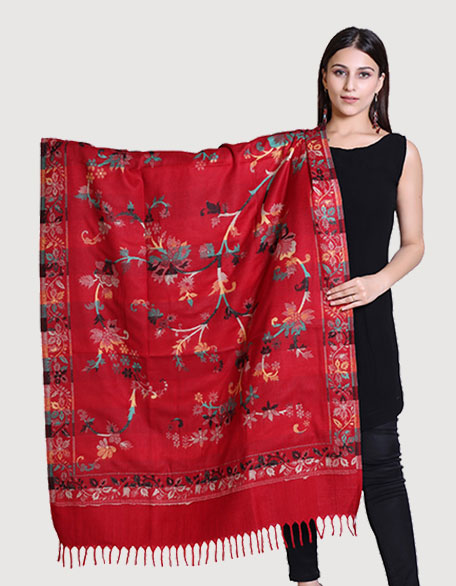 Women's Ethnic Shawl, Mehroon