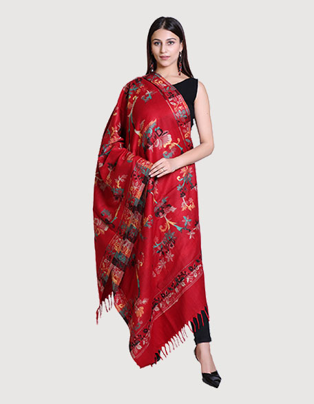 Women's Ethnic Shawl, Mehroon