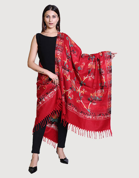 Women's Ethnic Shawl, Mehroon