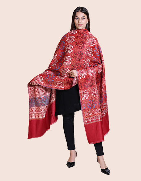 Women's Kashmiri Shawl, Mehroon