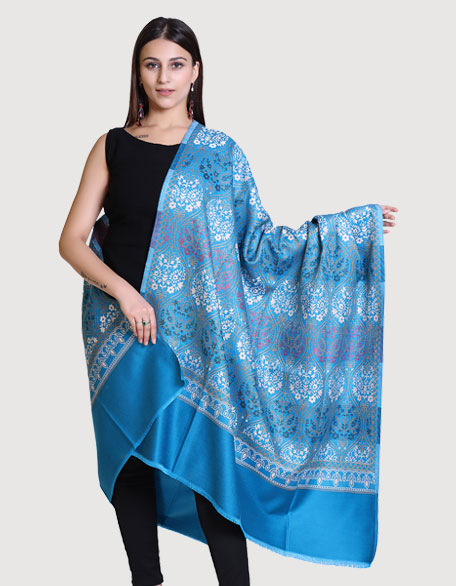 Women's Kashmiri Shawl, Skyblue