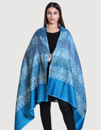 Women's Kashmiri Shawl, Skyblue