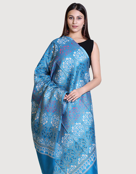 Women's Kashmiri Shawl, Skyblue