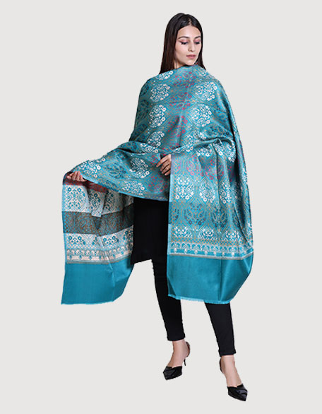 Women's Kashmiri Shawl, Teal