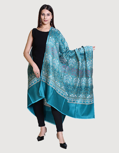 Women's Kashmiri Shawl, Teal