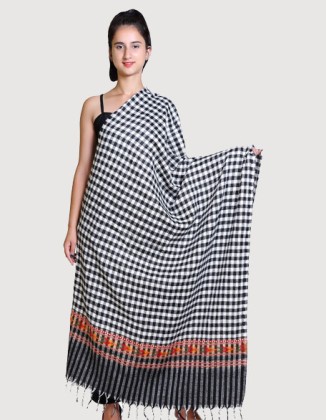 Women's Woollen Kullu Shawl, Black