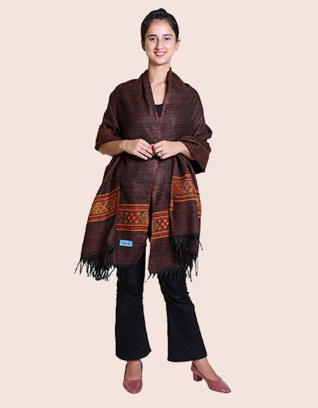 Women's Linning Kullu Shawl, Brown